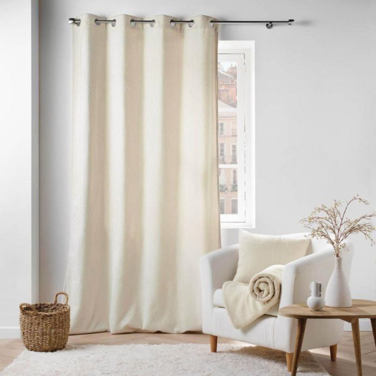 Paris Prix Coussin Déco Bouclette  Wooly  45x45cm Naturel