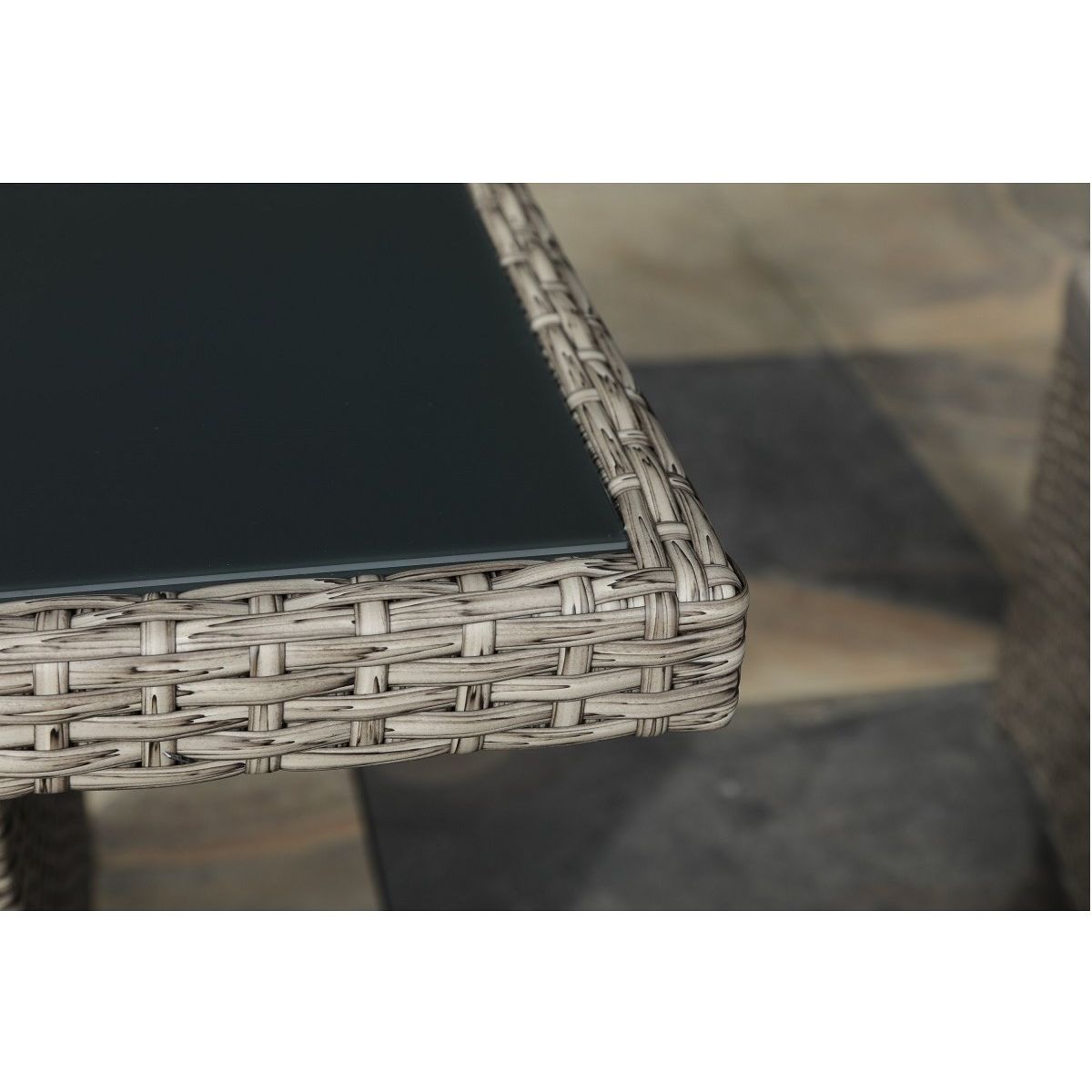 Salon de jardin 5 personnes gris SAULE