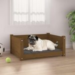 VIDAXL Lit pour chien Marron miel 65,5x50,5x28 cm Bois de pin solide