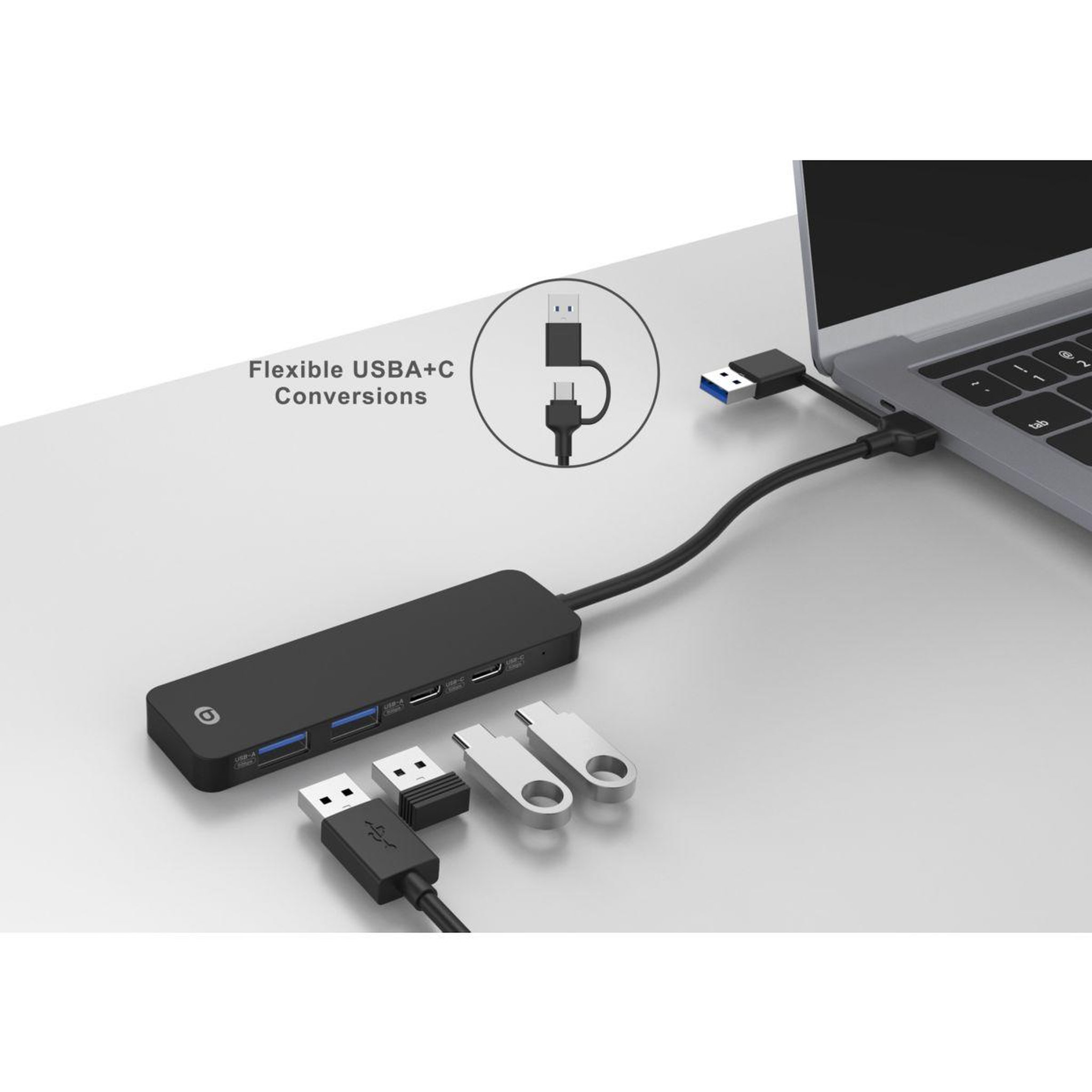 Voir la diapositive 4 : ESSENTIEL B Hub usb c 4 en 1 usb c noir  - vr