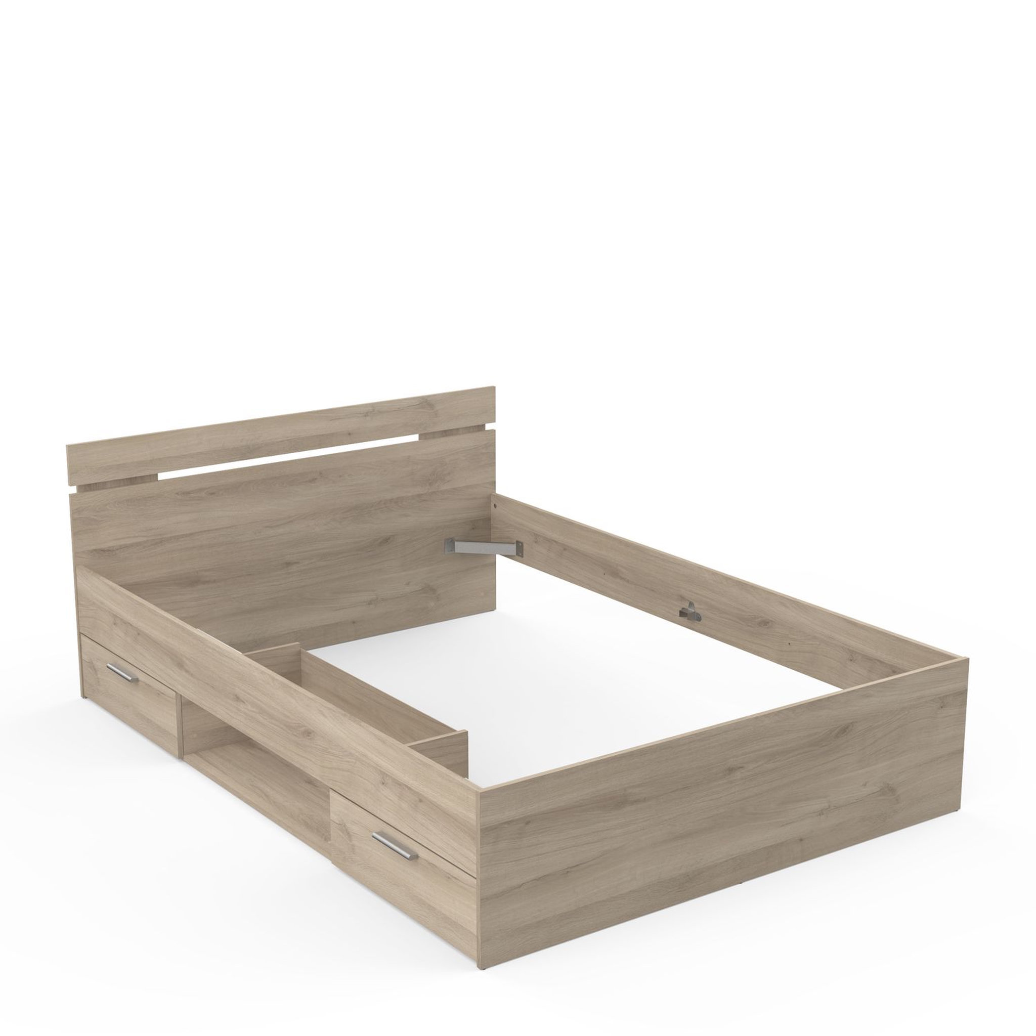 Voir la diapositive 6 : Lit  140x200cm 2 tiroirs 1 niche de rangement GANDY