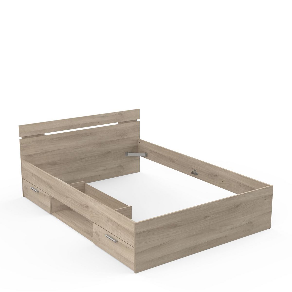Lit  140x200cm 2 tiroirs 1 niche de rangement GANDY