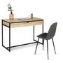 Voir la diapositive 2 : Bureau droit 1 tiroir style industriel pieds métal L110cm HOUSTON