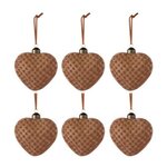 Paris Prix Lot de 6 Boules de Noël  Coeur  10cm Marron