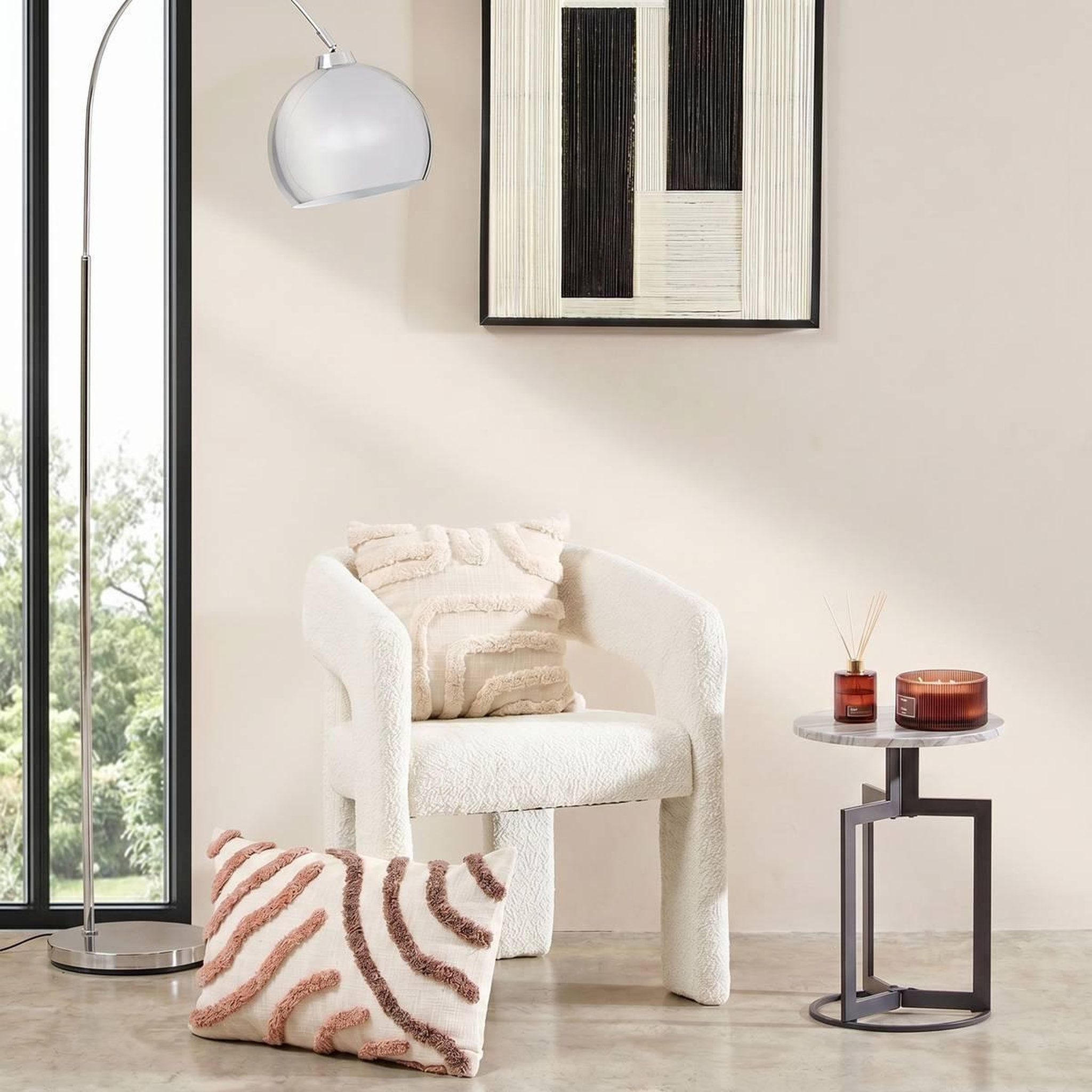Voir la diapositive 6 : ATMOSPHERA Coussin déco tufté  hawki  40x40cm naturel