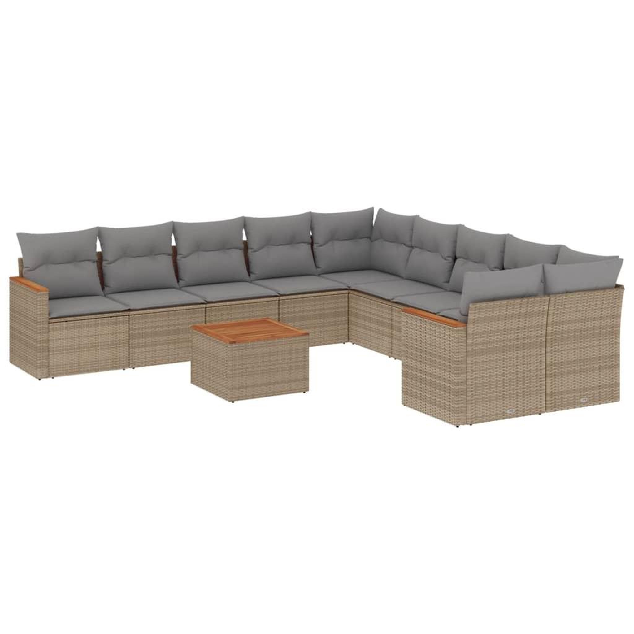 Voir la diapositive 2 : VIDAXL Salon de jardin 11 pcs avec coussins beige resine tressee