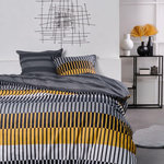 TODAY Parure housse de couette en coton 57 fils motif rayure CHLOÉ. Coloris disponibles : Noir