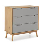 VS VENTA-STOCK Commode de nuit Bruce avec 3 tiroirs, bois massif, 80 cm Largeur