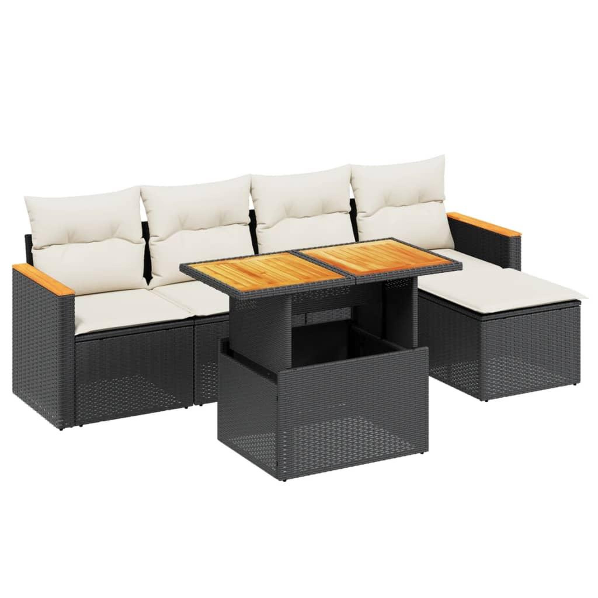 Voir la diapositive 2 : VIDAXL Salon de jardin 6 pcs avec coussins noir resine tressee