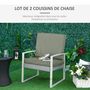 Voir la diapositive 6 : OUTSUNNY Coussins de fauteuil de jardin zippés déhoussables - galettes de chaise de jardin - épais rembourrage 7 cm - polyester haute densité gris
