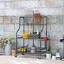Voir la diapositive 4 : OUTSUNNY Organisateur d'outils de jardin - chariot de jardin - desserte - 5 crochets, 54 compartiments - acier noir