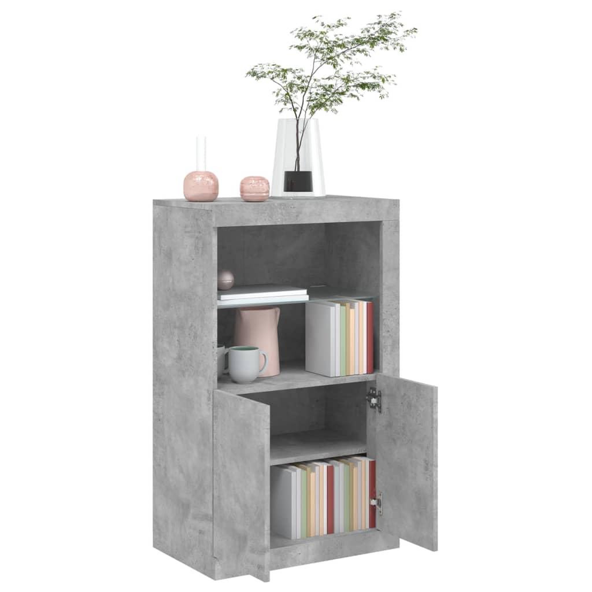 Voir la diapositive 5 : VIDAXL Armoire laterale avec lumieres LED gris beton bois d'ingenierie