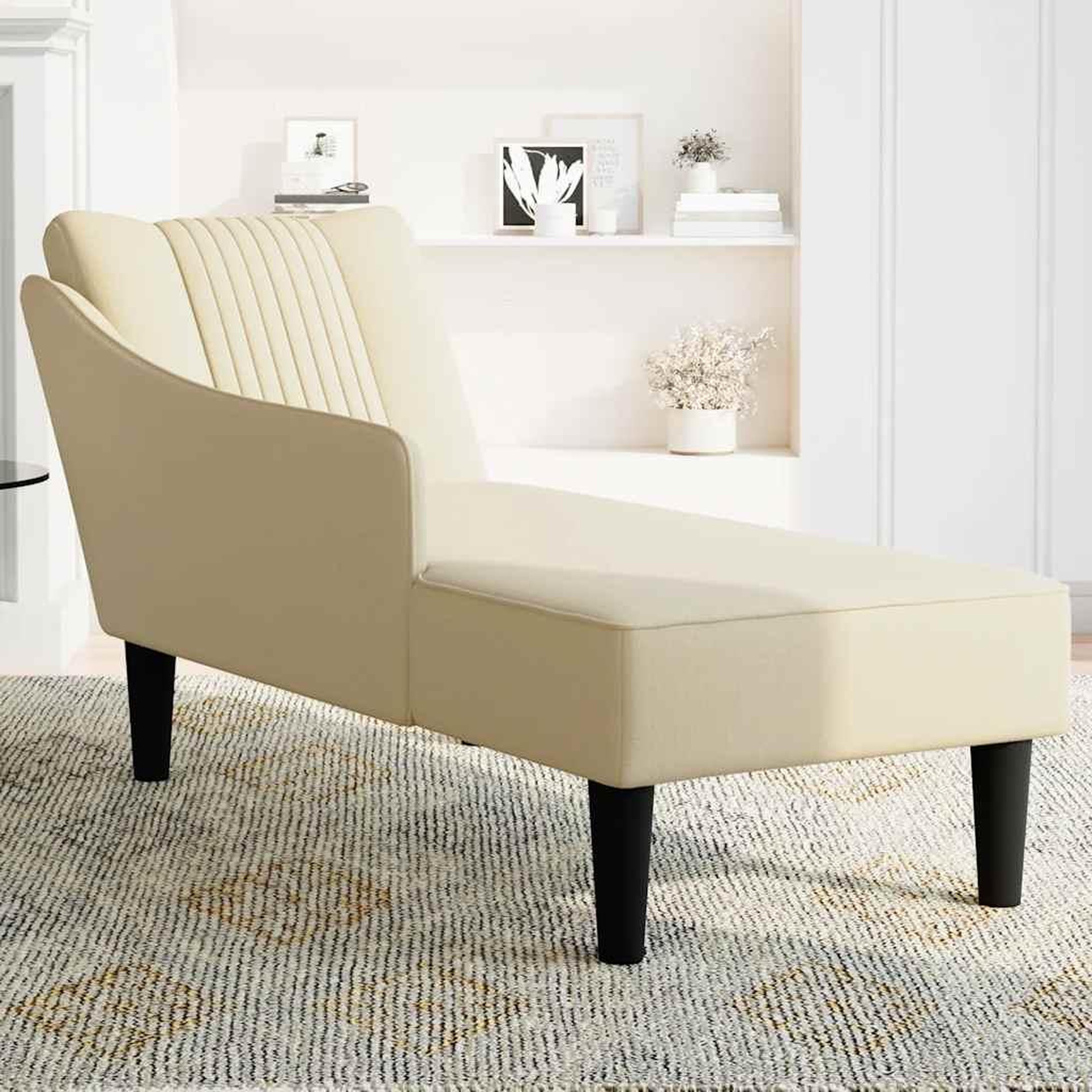 Voir la diapositive 2 : VIDAXL Fauteuil long avec accoudoir droit creme tissu