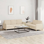 VIDAXL Ensemble de canapes 2 pcs avec coussins Creme Tissu