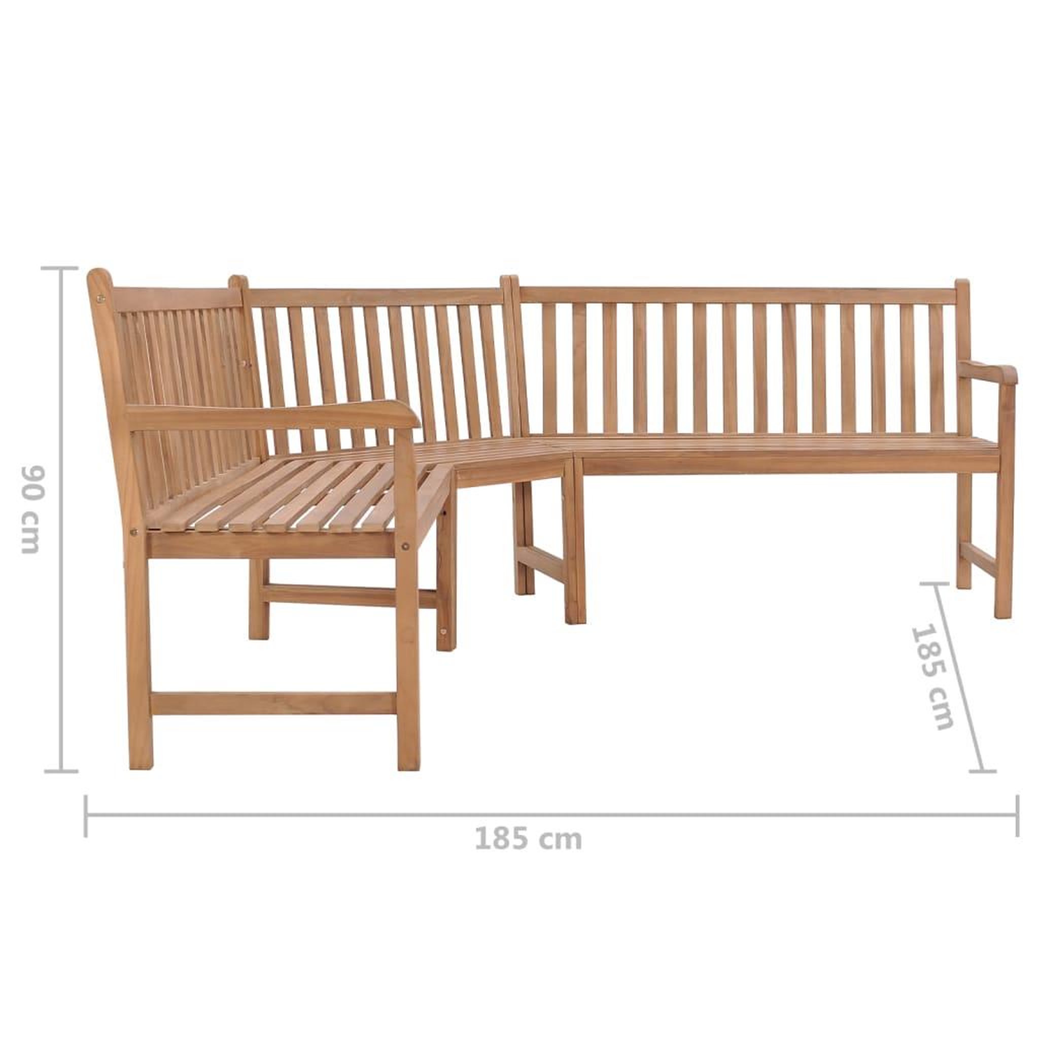 Voir la diapositive 6 : VIDAXL Banc d'angle de jardin 185x185x90 cm bois de teck solide
