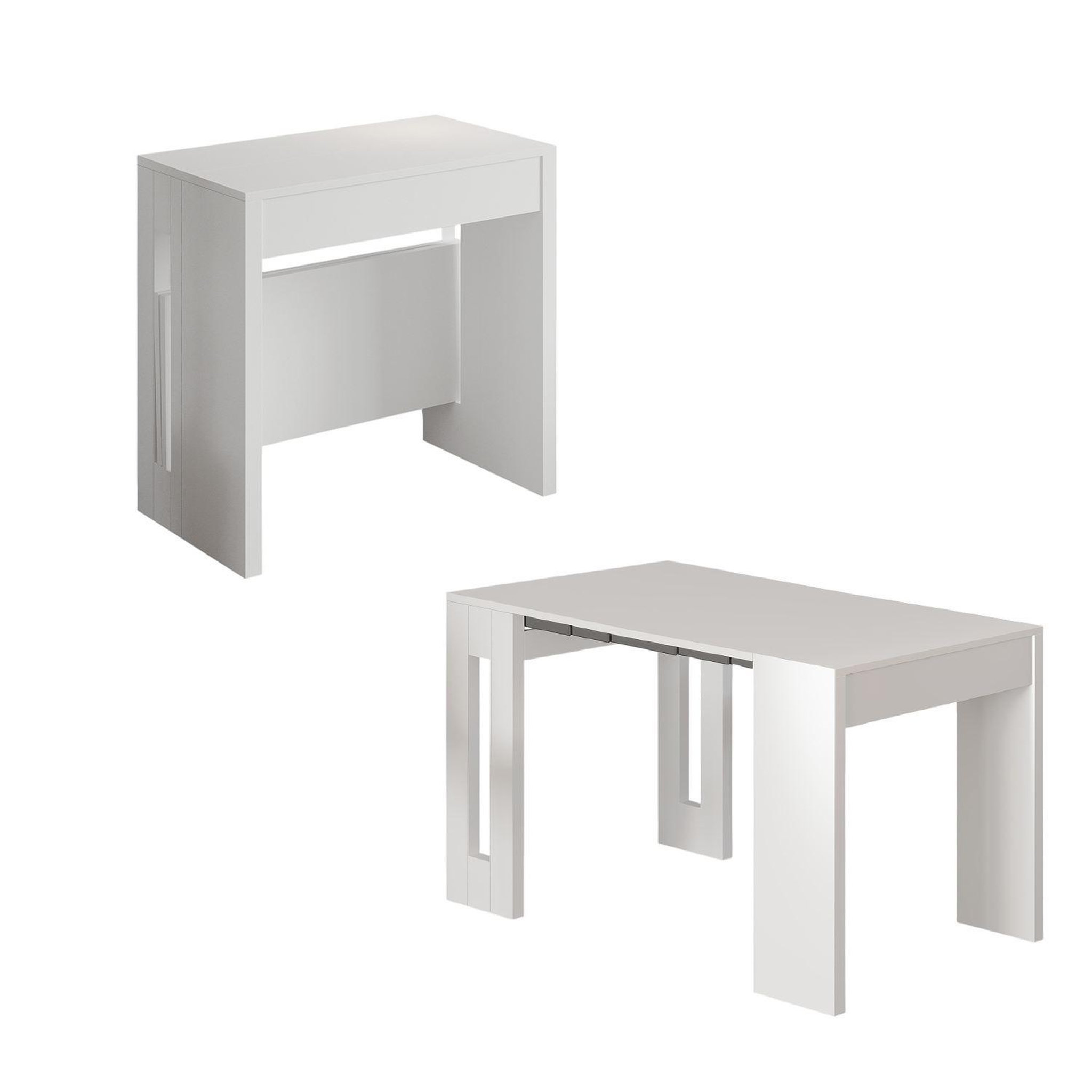 Habitat et Jardin Table repas extensible en bois  nivo  - 80 x 44 x 76 cm - blanc