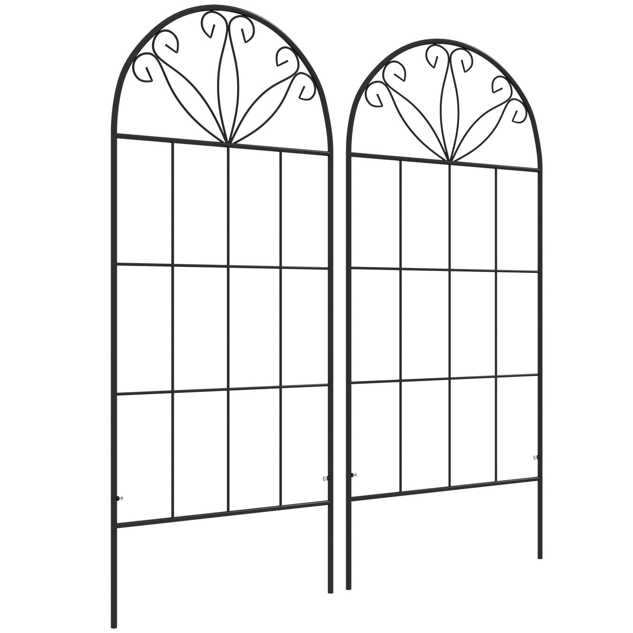 OUTSUNNY Treillis de jardin lot de 2 support pour plantes grimpantes en métal noir