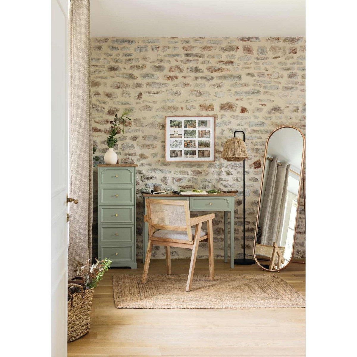 ATMOSPHERA Chiffonnier 5 tiroirs en bois MOHEA - Vert céladon