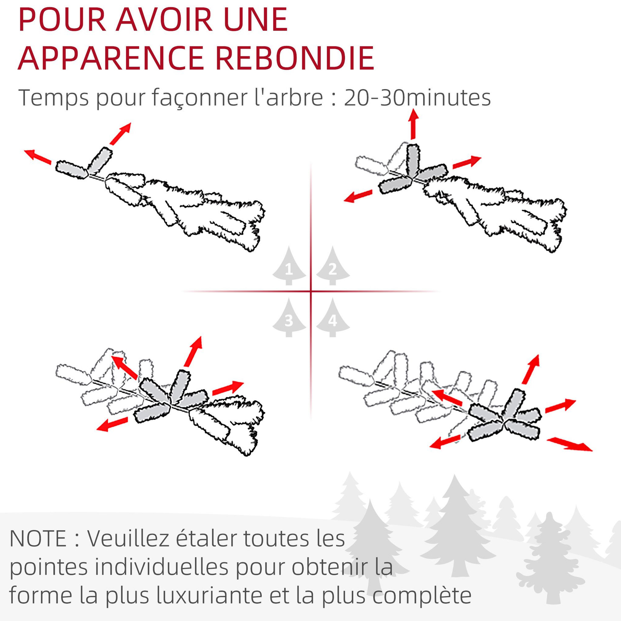 Voir la diapositive 5 : HOMCOM Sapin de noël artificiel ø 84 x 150h cm 665 branches épines imitation nordmann grand réalisme vert