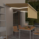VIDAXL Auvent retractable manuel avec store LED 5x3 m Jaune et blanc
