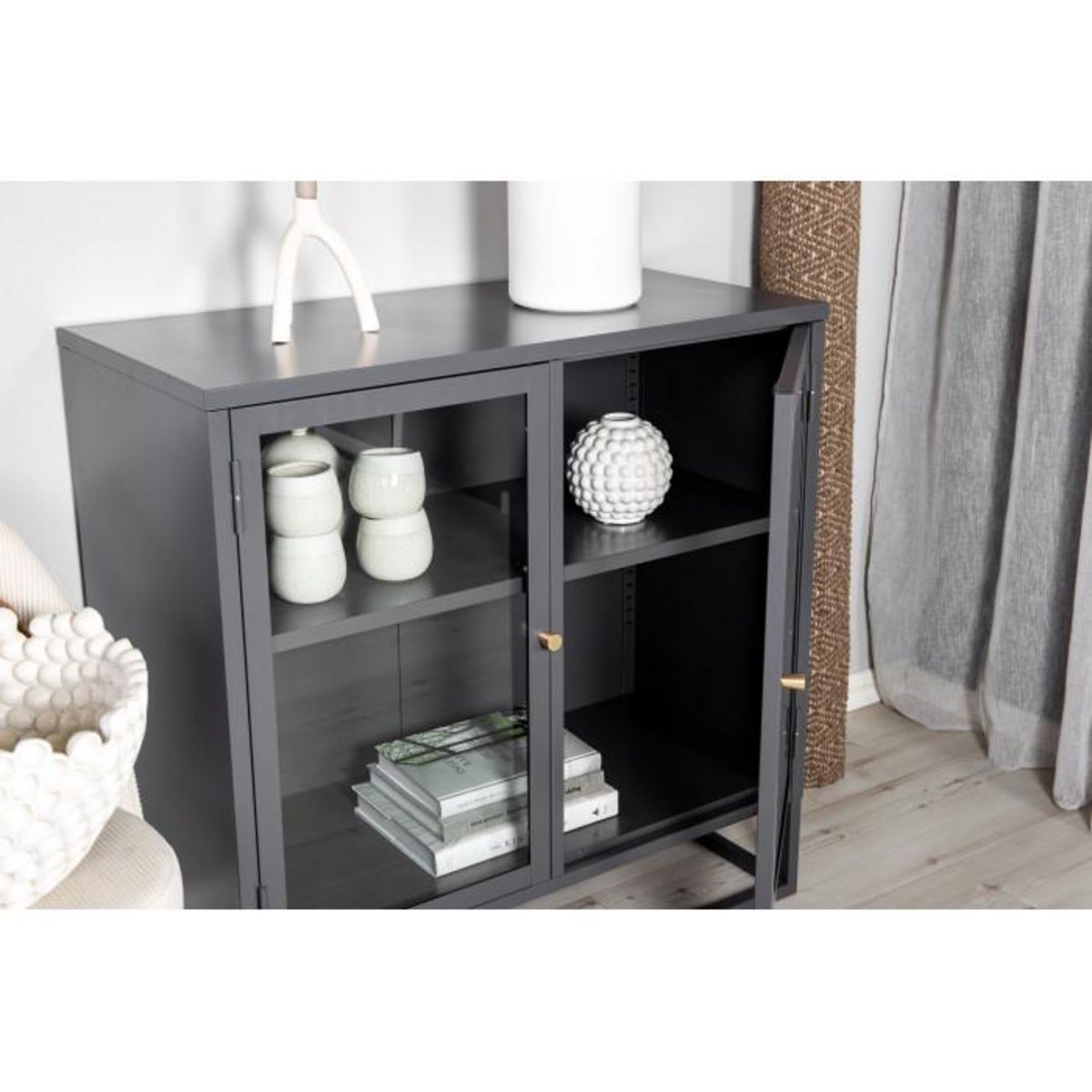Paris Prix Vitrine 2 Portes  Bakal  85cm Gris Clair