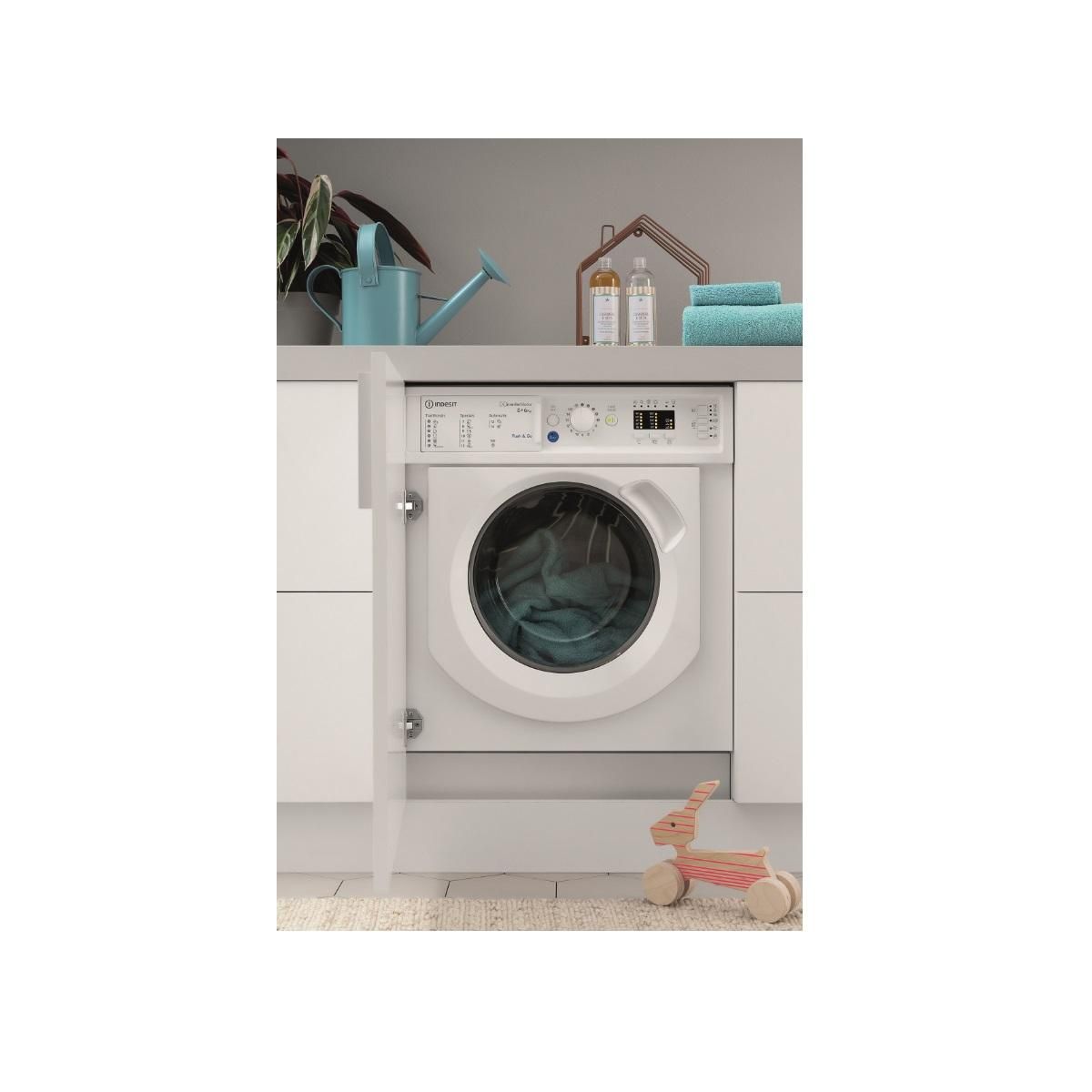 Indesit Lave-linge séchant intégrable 8/6kg 1400 tours/min tout intégrable - BIWDIL861485EU