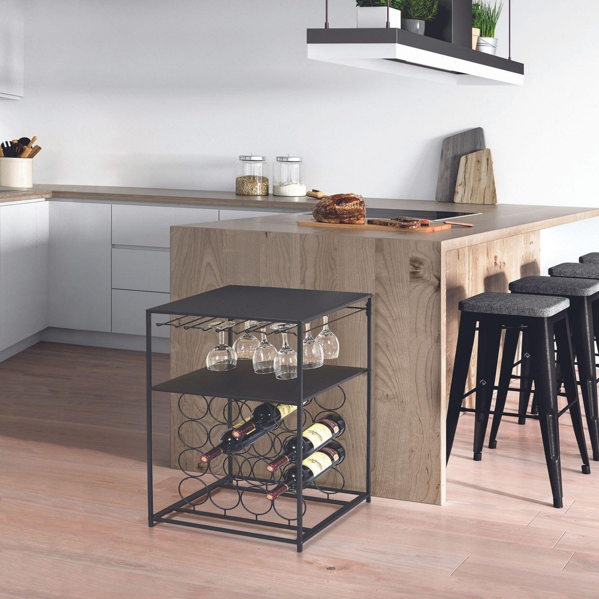 The Home Deco Factory Desserte sur pieds  porte bouteille - L. 45 x H. 70 cm - Noir