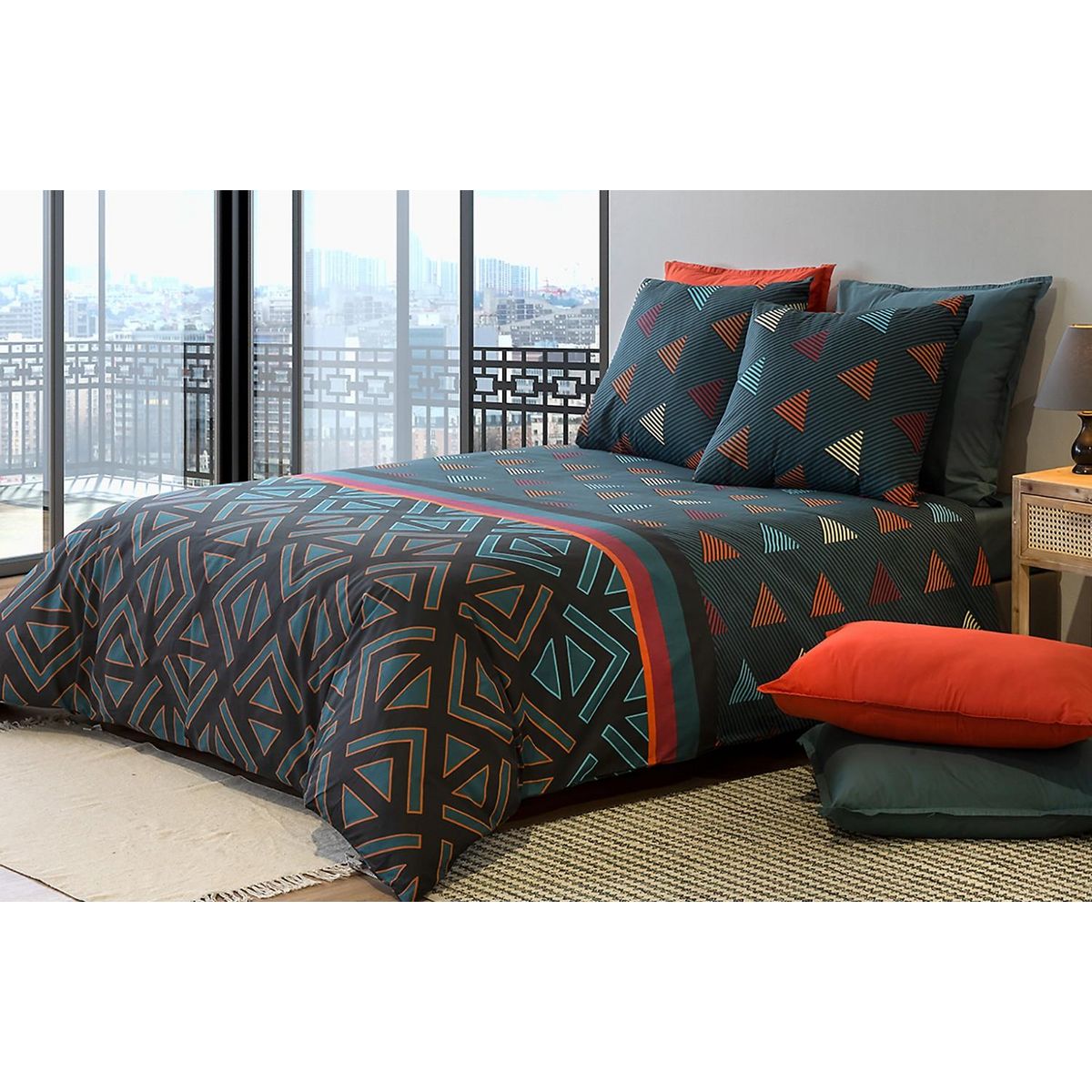 ATELIER DU COTON Parure housse de couette 100% coton 57fils , holi