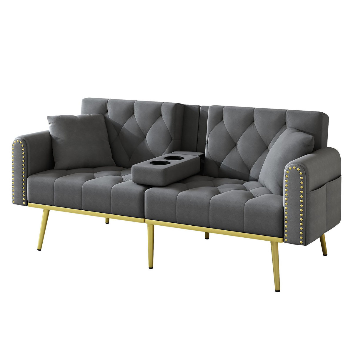 MERAX Canapé droit convertible 2 places velours