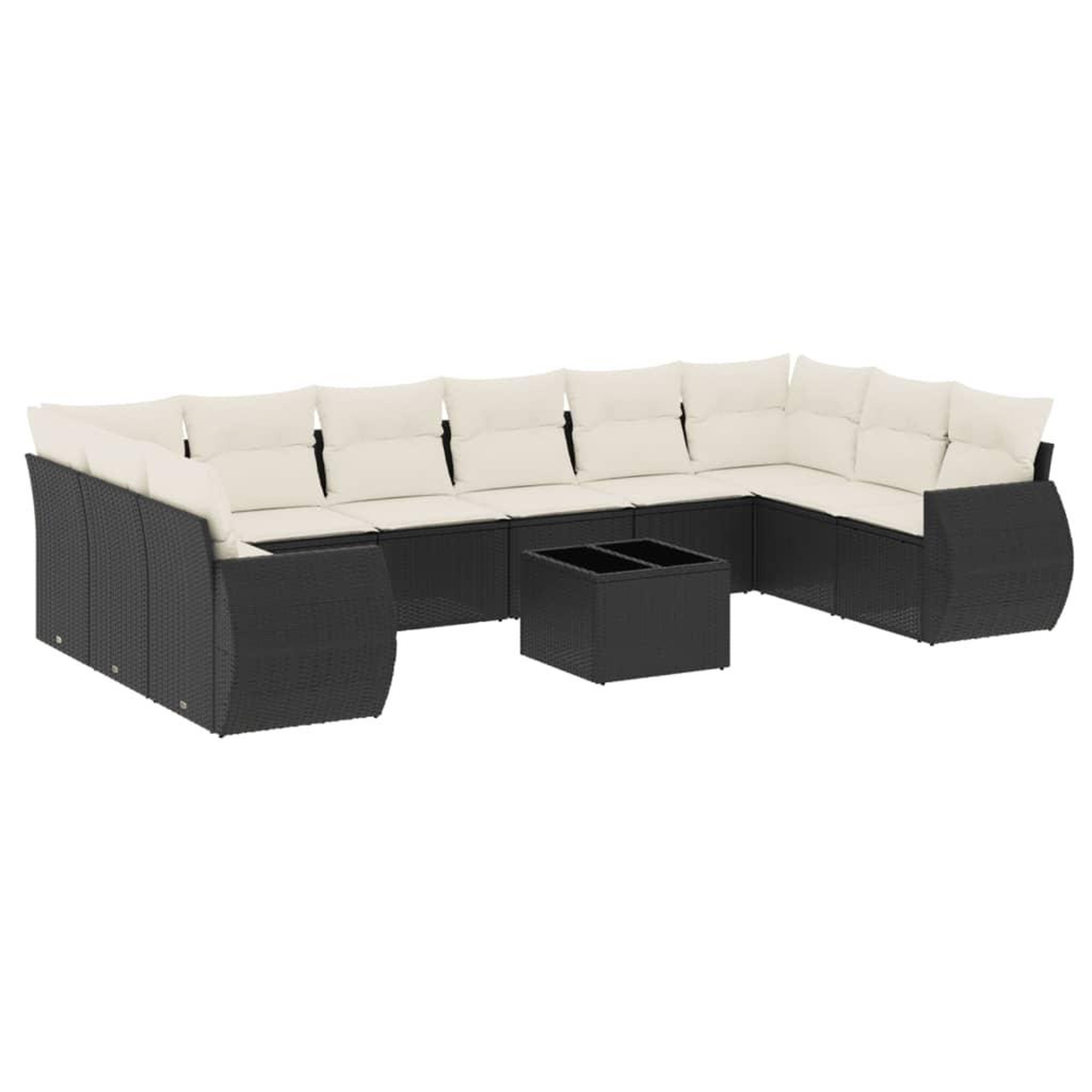 Voir la diapositive 2 : VIDAXL Salon de jardin 11 pcs avec coussins noir resine tressee