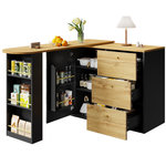 MERAX Table de bar rectangulaire noir+naturel - 204cm mdf
