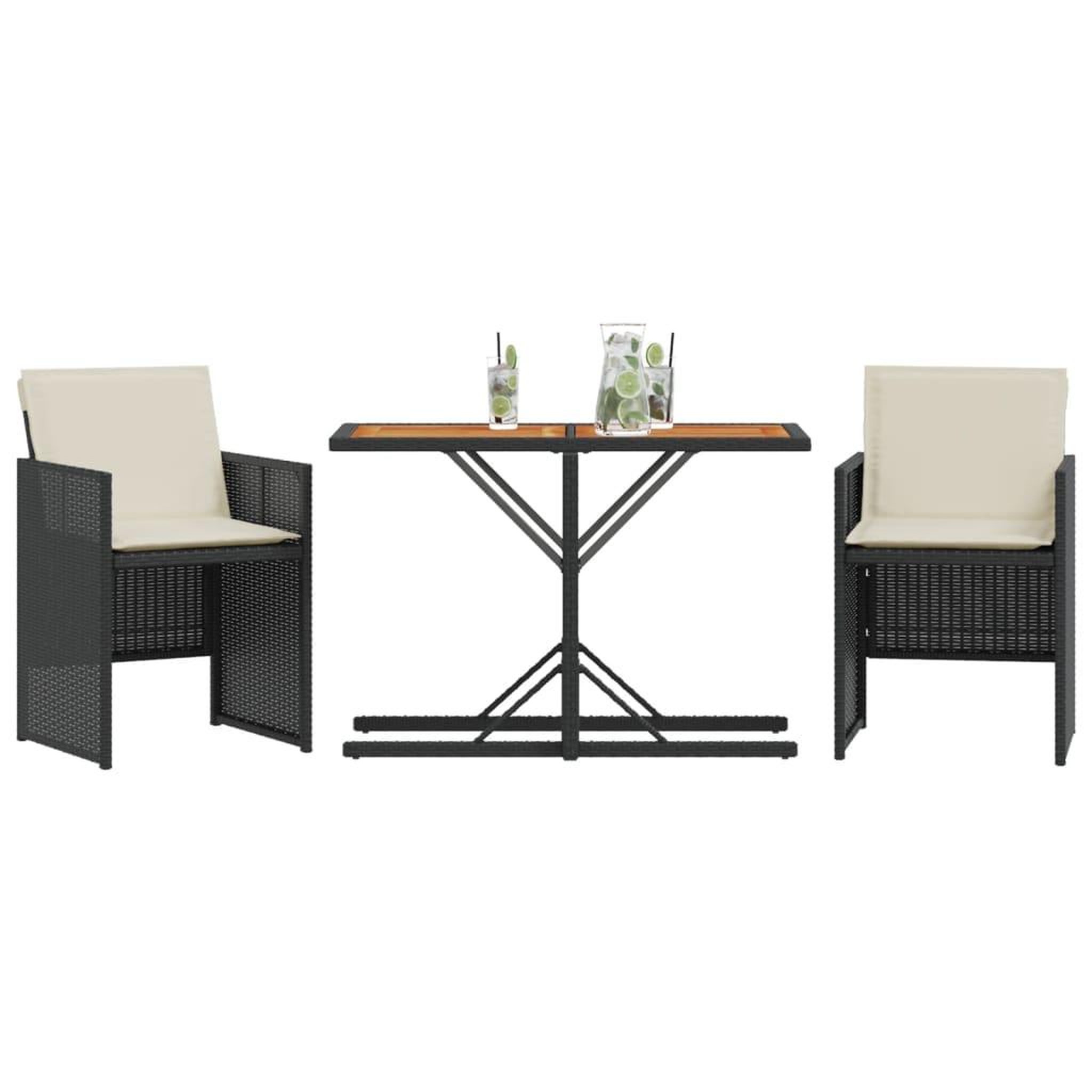 Voir la diapositive 3 : VIDAXL Ensemble de bistro 3 pcs avec coussins noir resine tressee