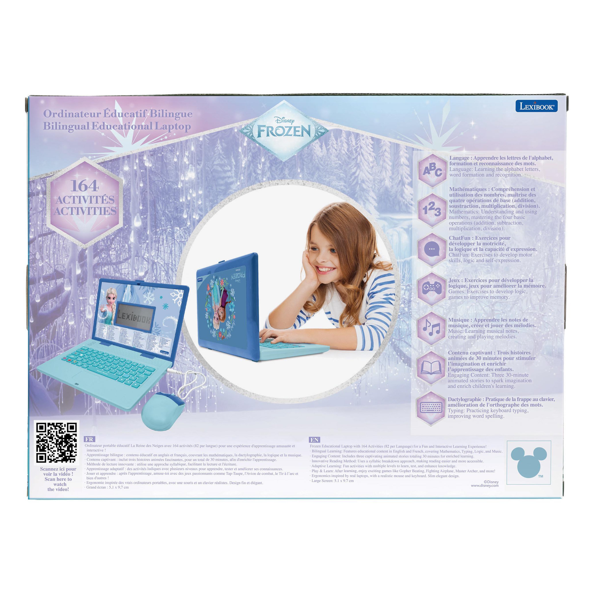Voir la diapositive 4 : Lexibook Ordinateur éducatif bilingue avec 164 activités au design La Reine des Neiges (EN/FR)