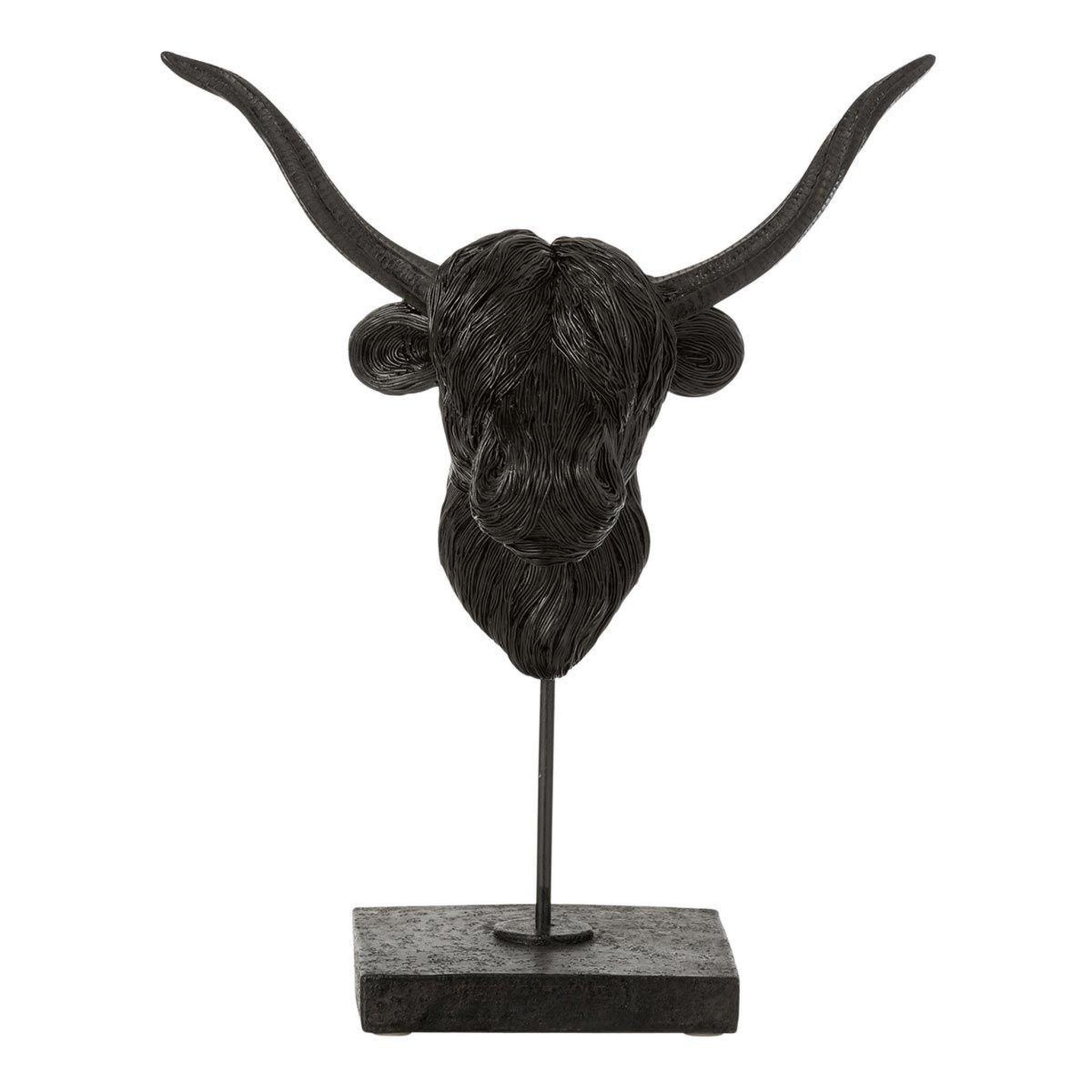 Voir la diapositive 1 : J-LINE Statuette Déco sur Pied  Buffle  36cm Noir