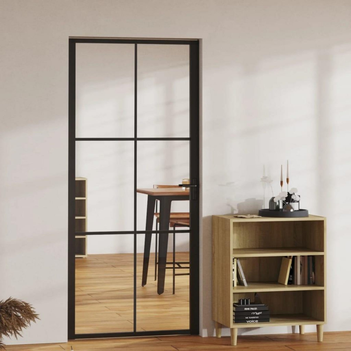 VIDAXL Porte interieure Verre ESG et aluminium 93x201,5 cm Noir