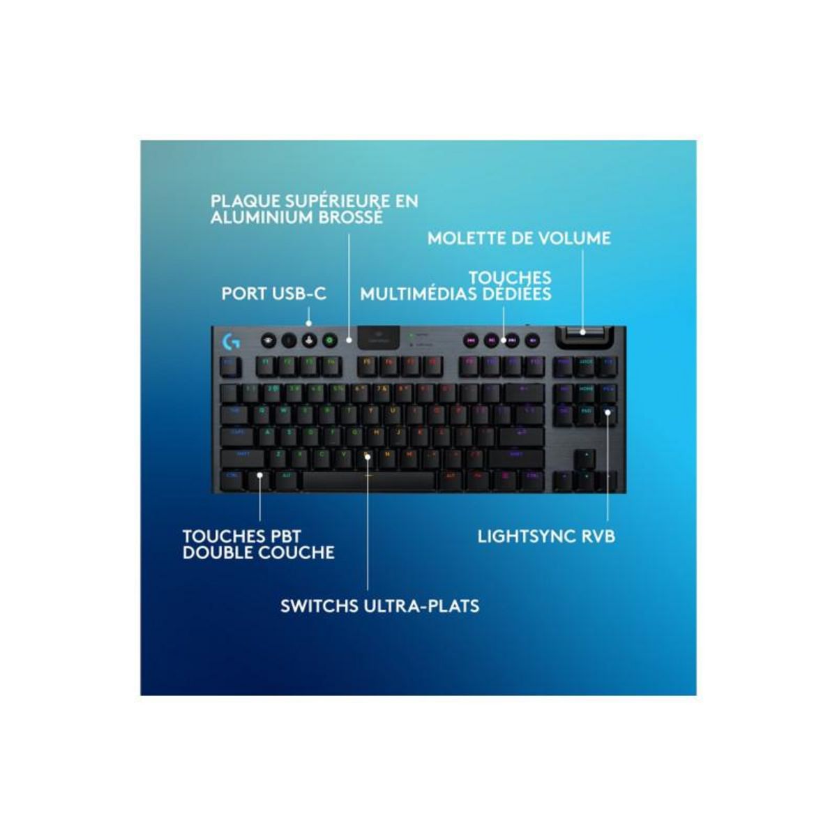 Logitech Clavier gamer sans fil G915 X Lightspeed TKL Tactile Noir
