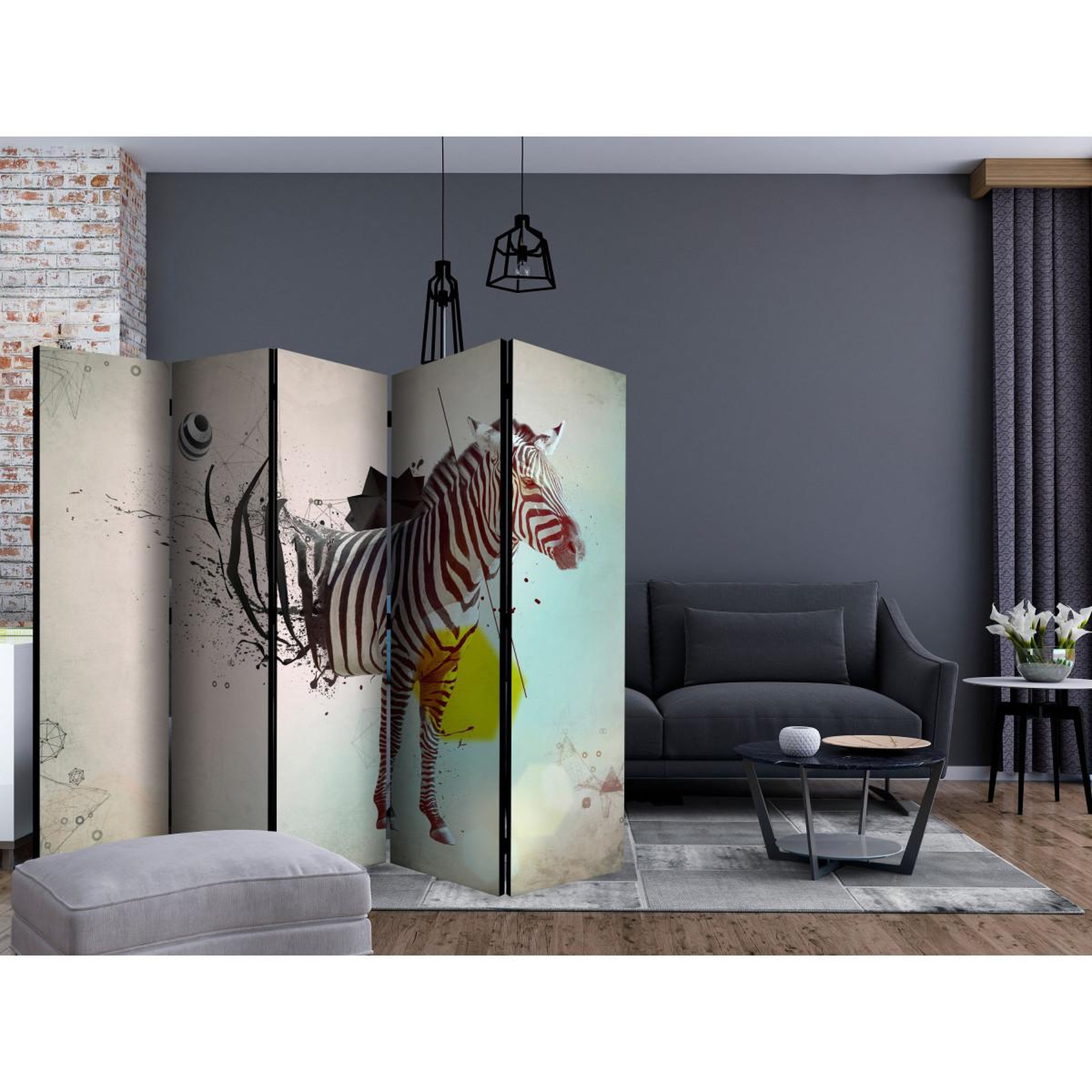 Voir la diapositive 2 : Paris Prix Paravent 5 volets  in disharmony with nature  172x225cm
