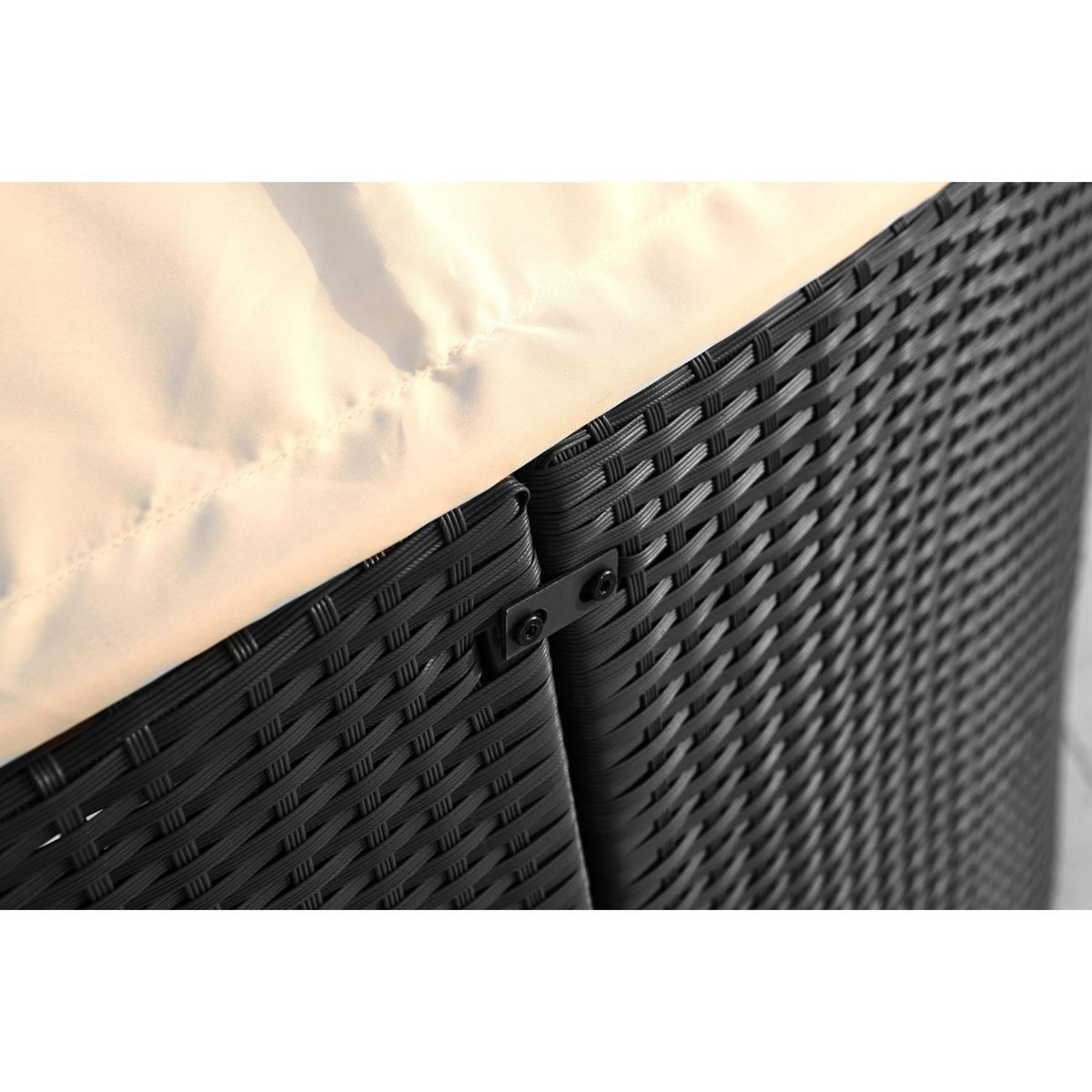 CONCEPT USINE Salon de jardin modulable 6-8 places en résine tressée noir-blanc COCOON