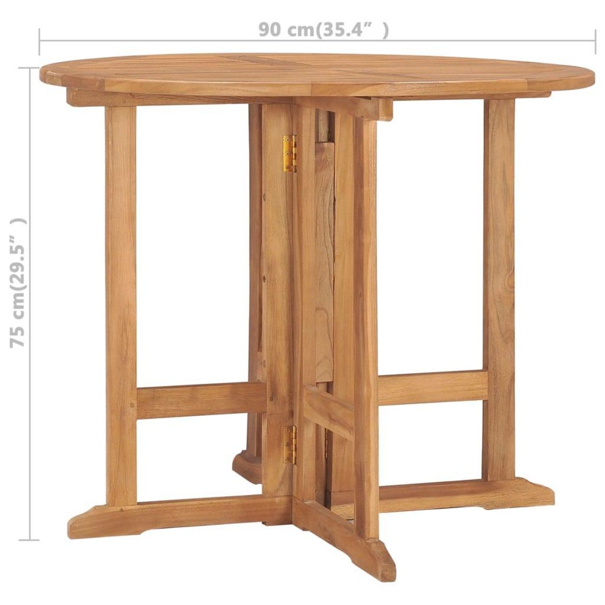 VIDAXL Table a dîner pliable de jardin Ø90x75 cm Bois de teck solide