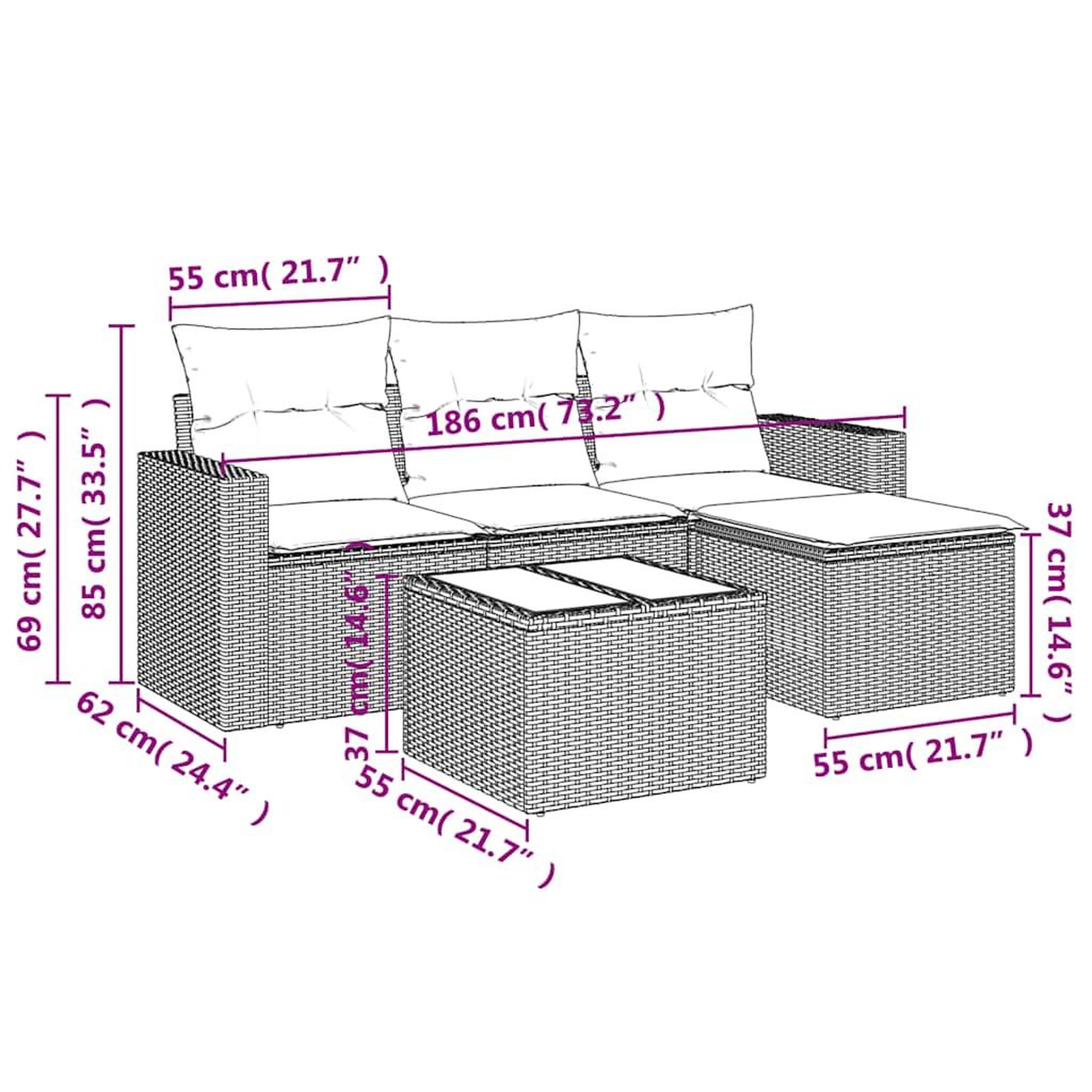 Voir la diapositive 4 : VIDAXL Salon de jardin 5 pcs avec coussins gris clair resine tressee