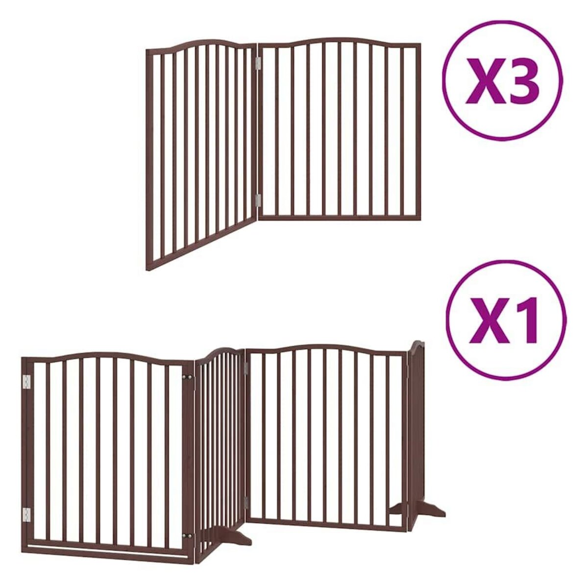 VIDAXL Barriere pour chien porte pliable 10 panneaux bois de peuplier