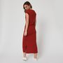 Voir la diapositive 2 : IN EXTENSO Robe longue ceinturée rouge brique femme