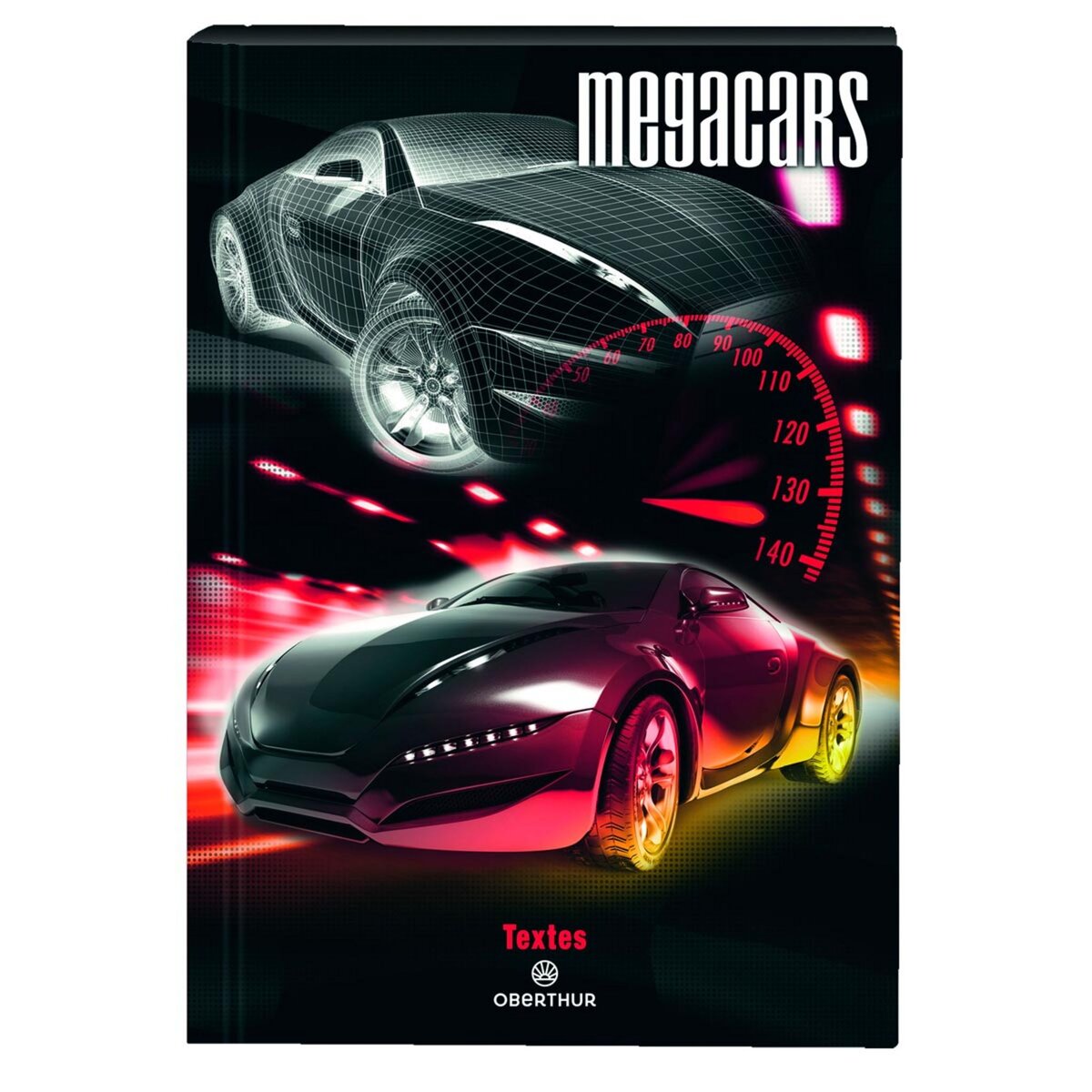 Cahier de texte garçon 15,5x21,7cm 220 pages - couverture rigide - Megacars noir et rouge