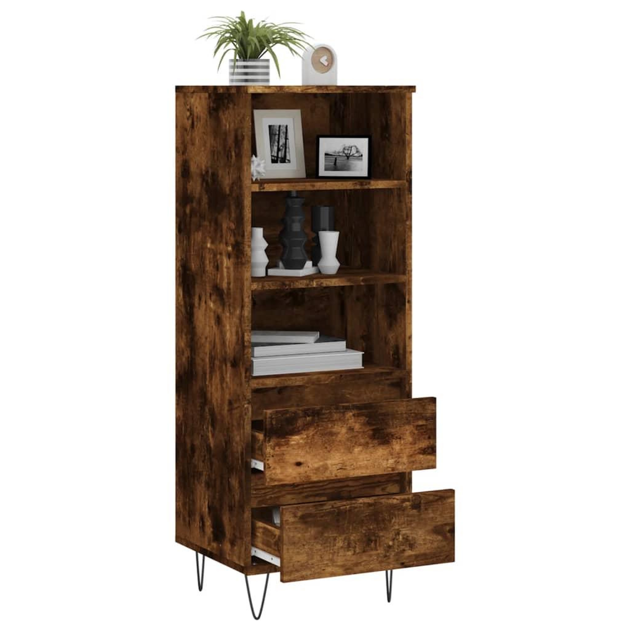Voir la diapositive 4 : VIDAXL Buffet haut Chene fume 40x36x110 cm Bois d'ingenierie