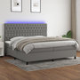 Voir la diapositive 1 : VIDAXL Sommier a lattes de lit et matelas et LED Gris fonce 200x200 cm