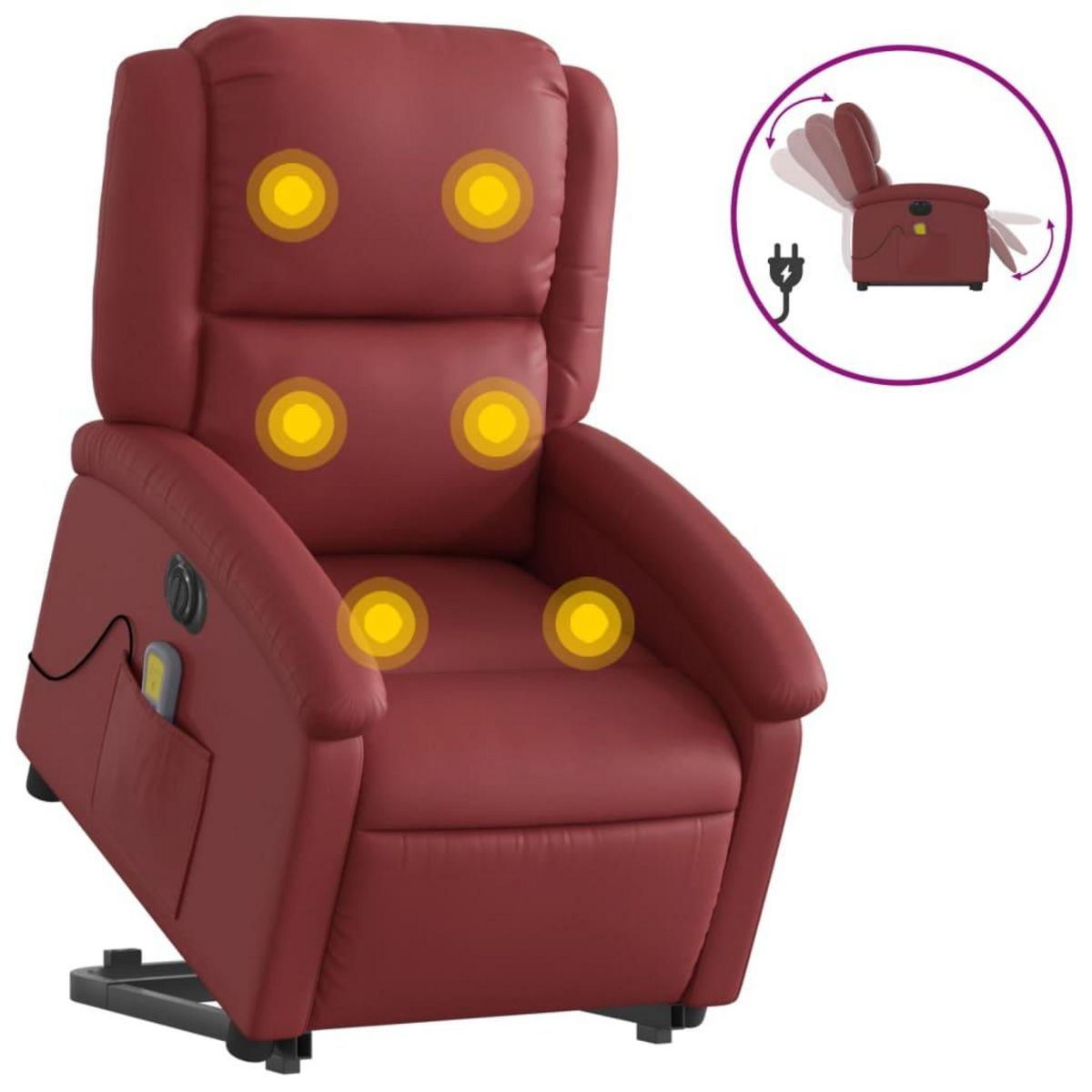 VIDAXL Fauteuil inclinable de massage electrique rouge bordeaux
