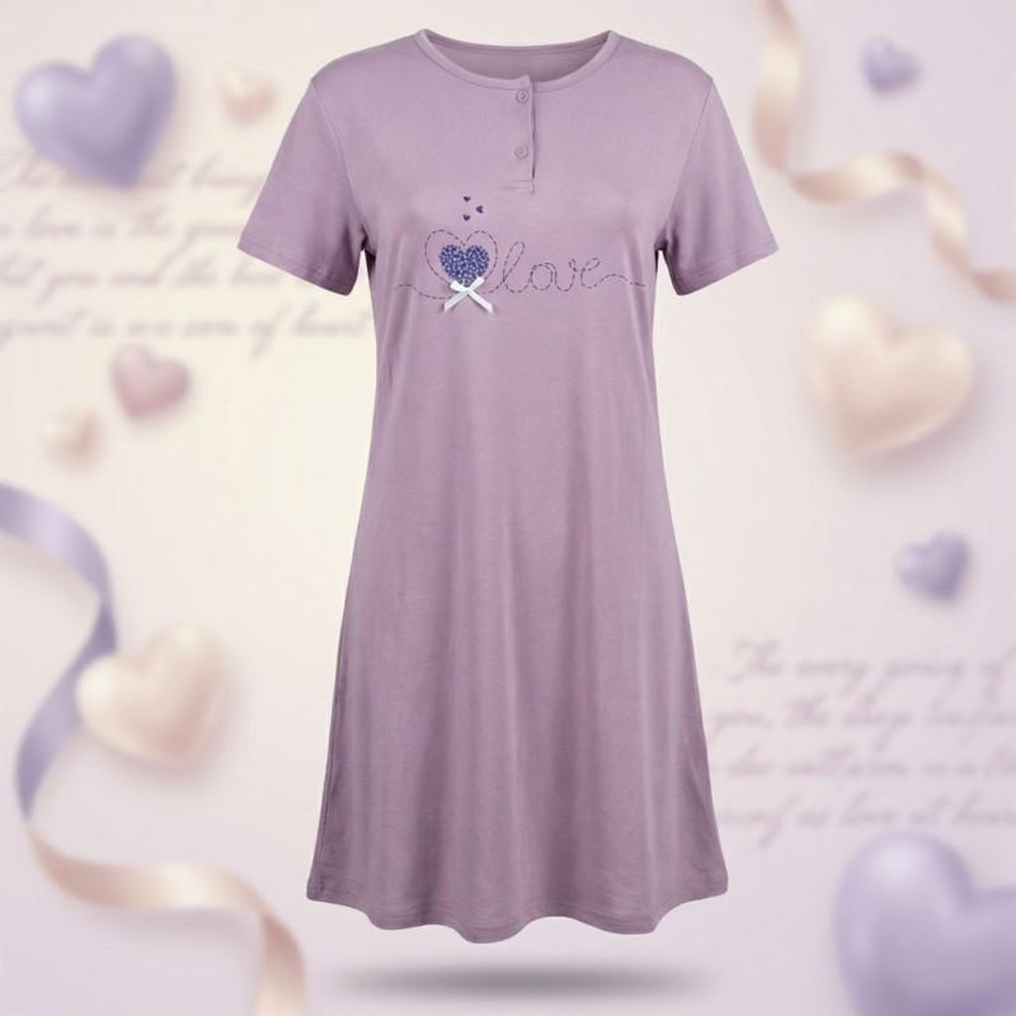 Voir la diapositive 3 : OZABI OZABI Chemise de Nuit Femme Microfibre LOVE Manches Courtes
