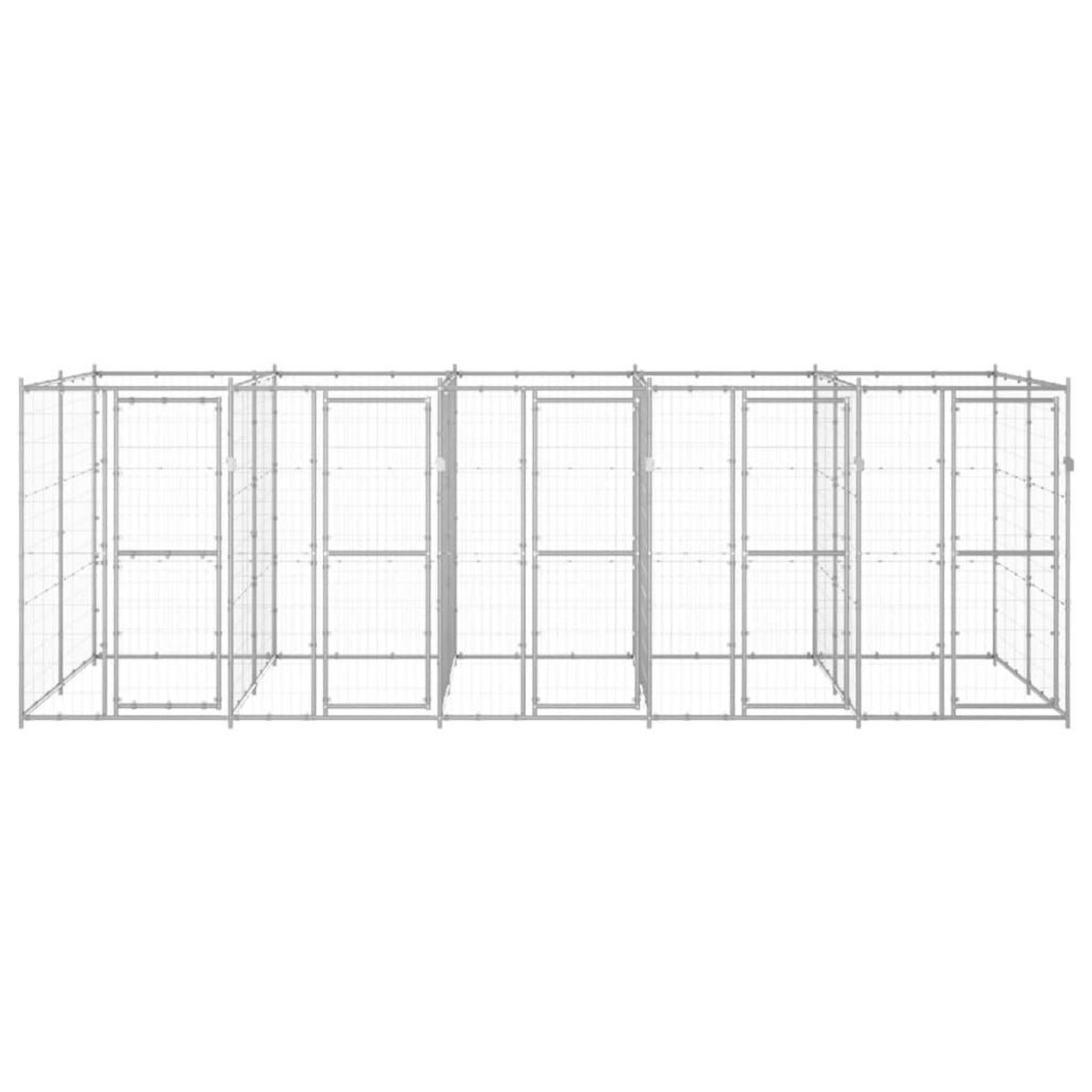 VIDAXL Chenil exterieur Acier galvanise 12,1 m²