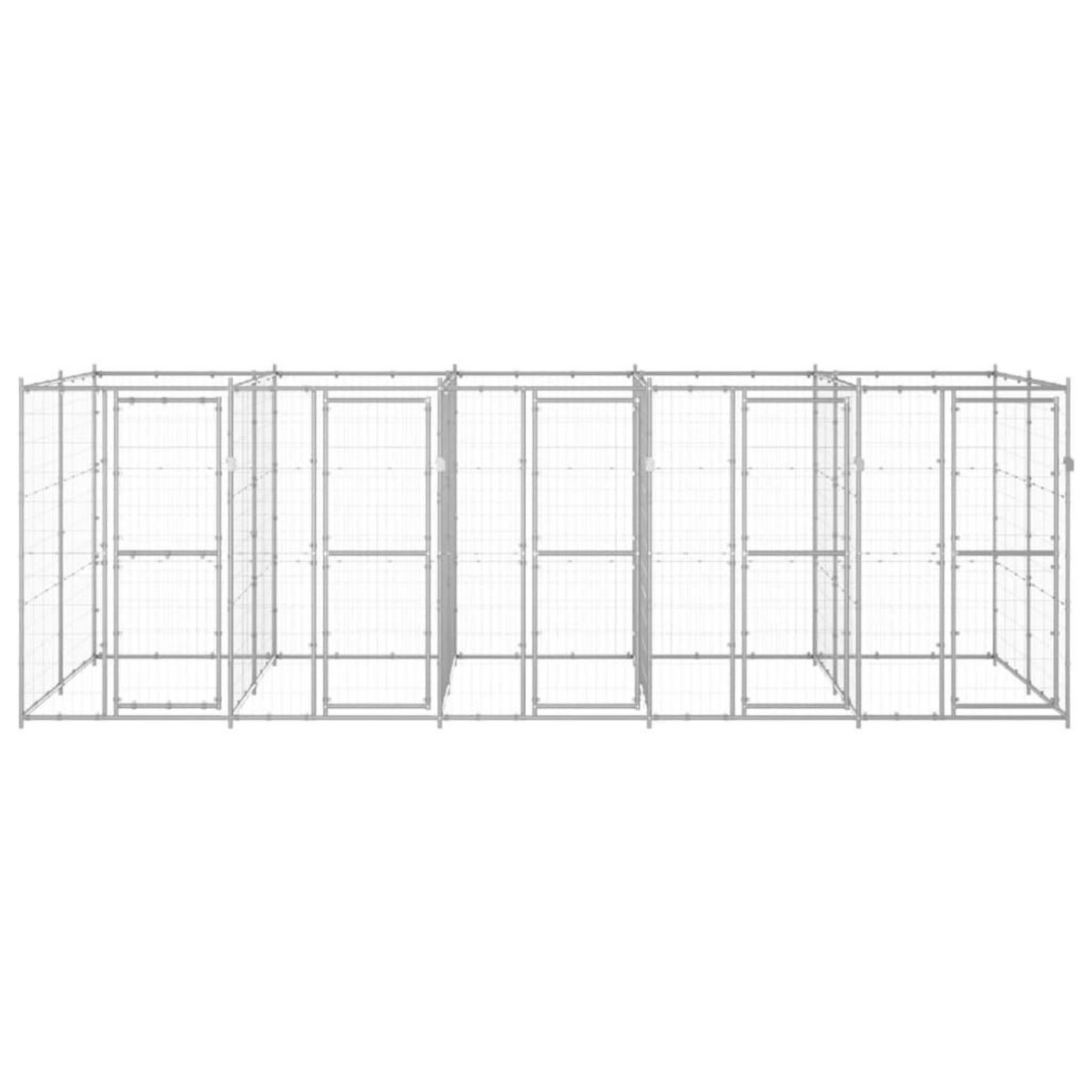 VIDAXL Chenil exterieur Acier galvanise 12,1 m²