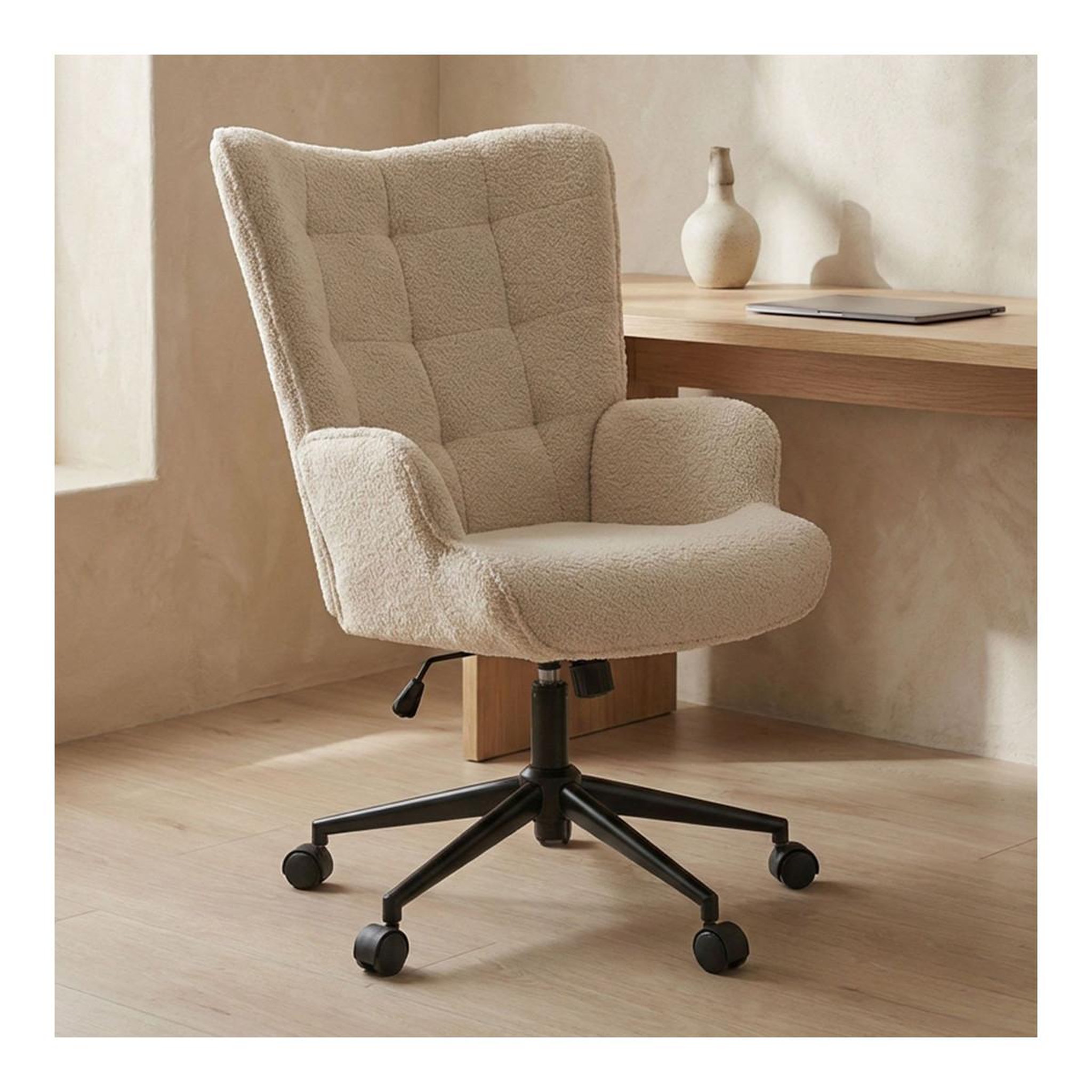 Voir la diapositive 5 : Paris Prix Fauteuil de bureau tissu bouclette  verner  96cm beige